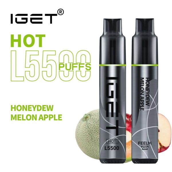 IGET HOT HONEYDEW MELON APPLE – 5500 PUFFS